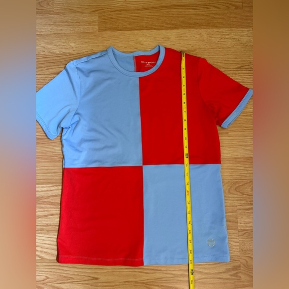 Tory Burch Sport Color Block T-Shirt in Red and Blue Sz XS - Picture 3 of 4